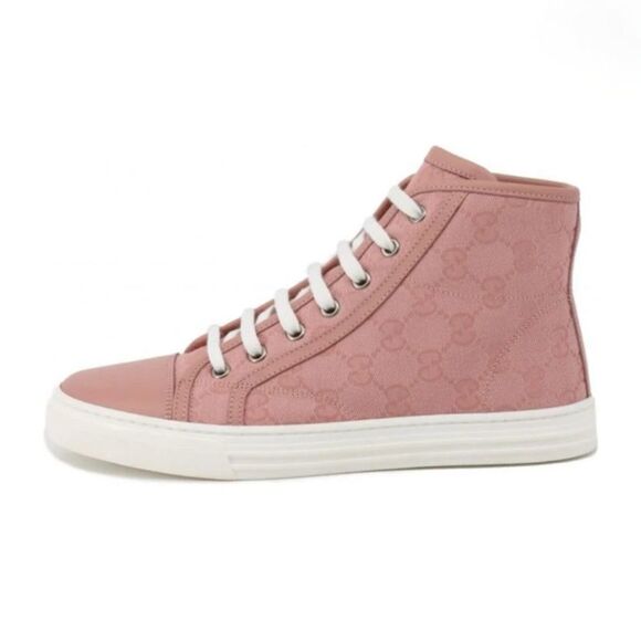 Gucci Shoes - Gucci GG High Top Canvas and Leather Sneakers 35.5